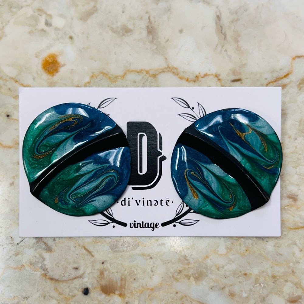 Blue and Green Swirl Earrings